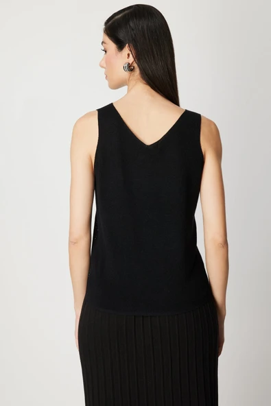 Taşlı V Yaka Triko Bluz On - Resim 6