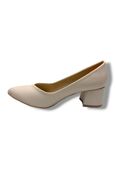 Mengi 690-26 Cilt Deri Kısa Kare Topuk Kadın Ayakkabı 38-40 - Resim 3