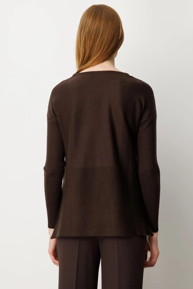 Yanları Fermuarlı Sıfır Yaka Triko Kazak On - Resim 3