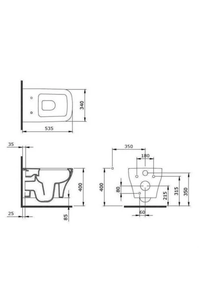 Firenze Asma Klozet Mat Beyaz 1304-002-0128 Kapak Dahil - Resim 2