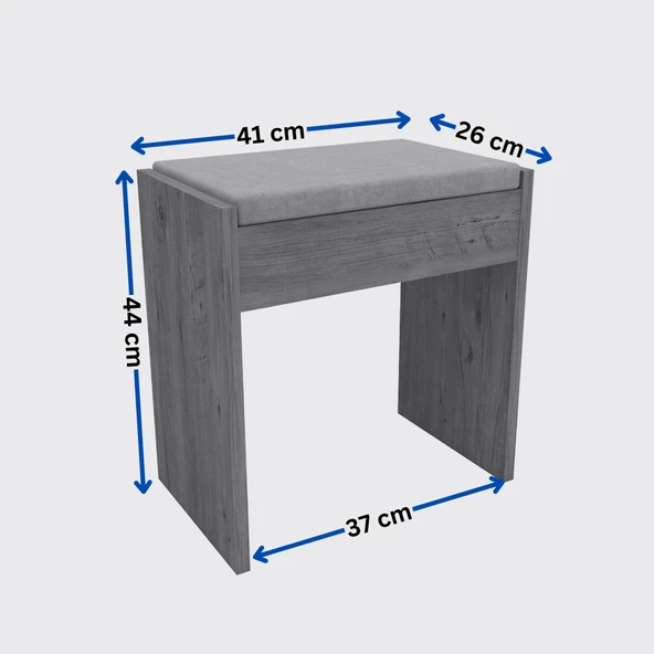 Arnetti Minpuf Dekoratif Makyaj Masası Puf, Beyaz Siyah - Resim 5