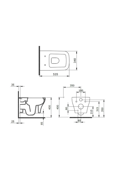 Firenze Rimless Asma Klozet Mat Kahverengi Kapak Hariçtir 1304-025-0128 - Resim 2