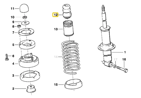 BMW E32 E34 VE E38 FEBİ ARKA AMORTİSÖR LASTİĞİ 33531135624 ürün görseli