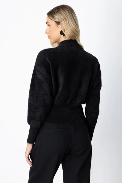 Dik Yaka Peluş Kazak On - Resim 5