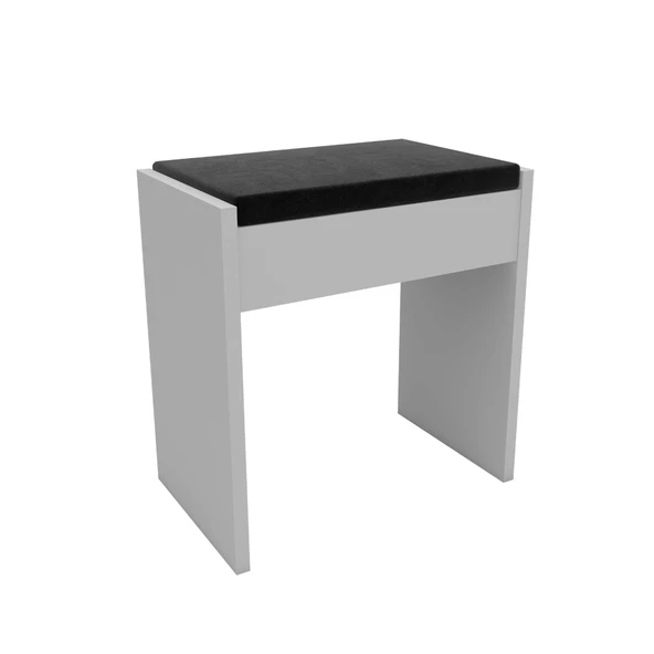 Arnetti Minpuf Dekoratif Makyaj Masası Puf, Beyaz Siyah - Resim 4