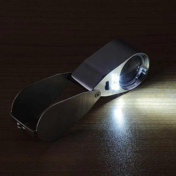 Kontrol Için Özel Kutulu Metal Işıklı Lup 40X25 - Resim 2