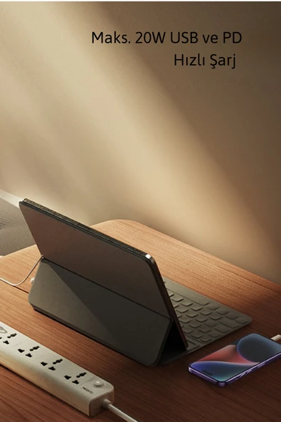 MC18 8in1 3 Adet Usb 1 Adet Type-C ve 4 Adet Fuchsia Priz Dönüştürücü 2M - Resim 6