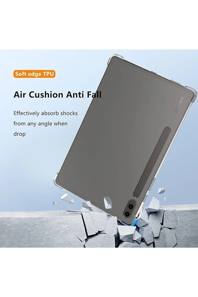 Samsung Galaxy X610 Tab S9 FE Plus 12.4 Uyumlu Fuchsia Anti Şeffaf Tablet Silikon Kılıf - Resim 3