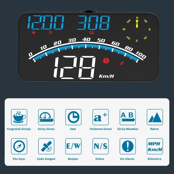 DailyTech G10 Otomatik Hud Ekran Araba Projektör Alarmı Hız Göstergesi - Resim 3