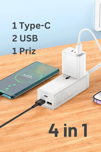 AC99A 1.5M Talent 2 Adet USB 1 Adet Type-C 1 Adet Priz PD30W Şarj Aleti - Resim 2