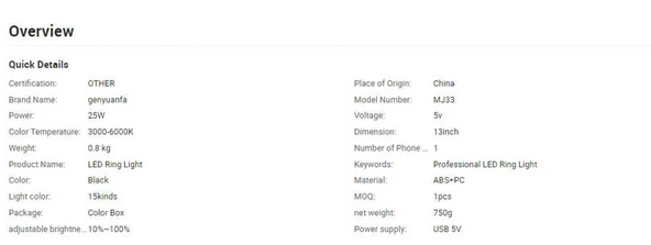 Fuchsia RGB MJ-33 Işıklı Telefon Tutucu Ring Light - Resim 4