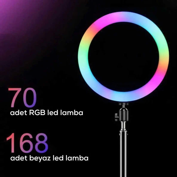 Fuchsia RGB MJ-33 Işıklı Telefon Tutucu Ring Light - Resim 8