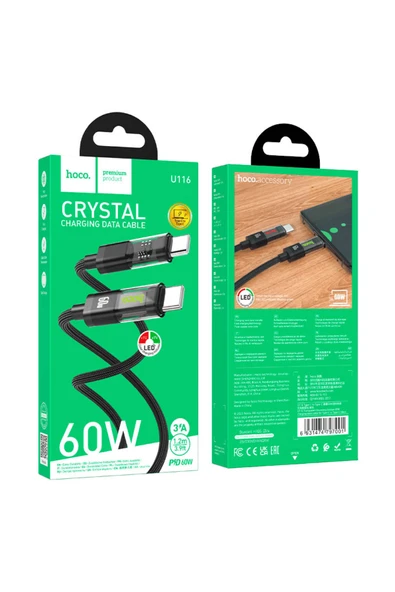 Hoco U116 1.2M 60W Type-C to Type-C Şarj Data Kablosu - Resim 5