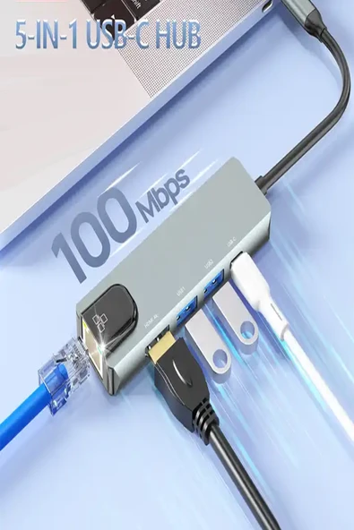 Qpen Hub W27 5 in 1 Usb-C Çok İşlevli Bağlantı İstasyonu - Resim 4