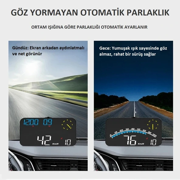 DailyTech G10 Otomatik Hud Ekran Araba Projektör Alarmı Hız Göstergesi - Resim 5