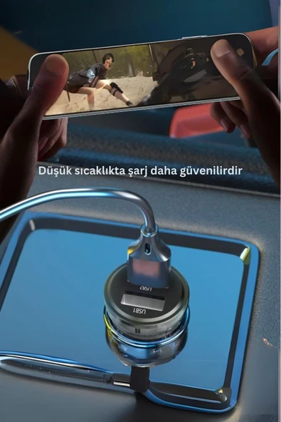 ES-CC244C 2 Adet 5V 3.4A Usb Çıkışlı Ekstra USB to Type-C Kablolu PD Hızlı Araç Şarj - Resim 3