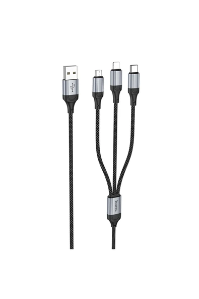 X102 Fresh 1M 2.4A 3in1 USB to Type-C / Lightning ve Micro Çıkışlı Hızlı Şarj Data Kablosu ürün görseli 1
