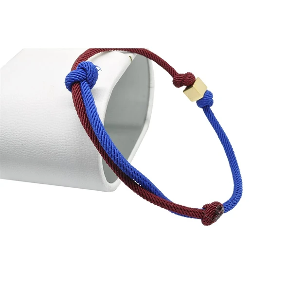 Trabzonspor (Bordo-Mavi) İpli Altın Küp Taraftar Bileklik 14 Ayar - Resim 2