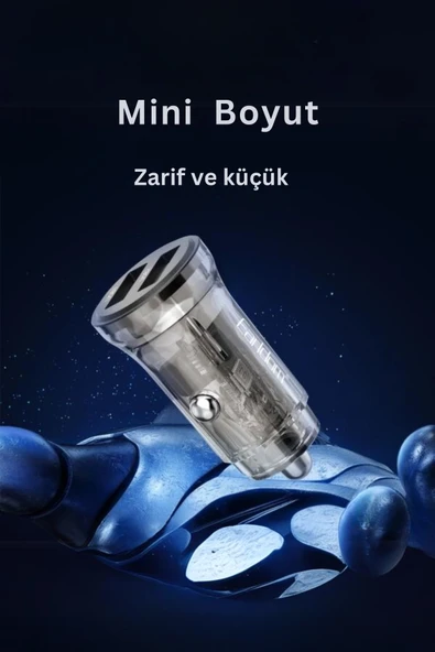 ES-CC244C 2 Adet 5V 3.4A Usb Çıkışlı Ekstra USB to Type-C Kablolu PD Hızlı Araç Şarj - Resim 5