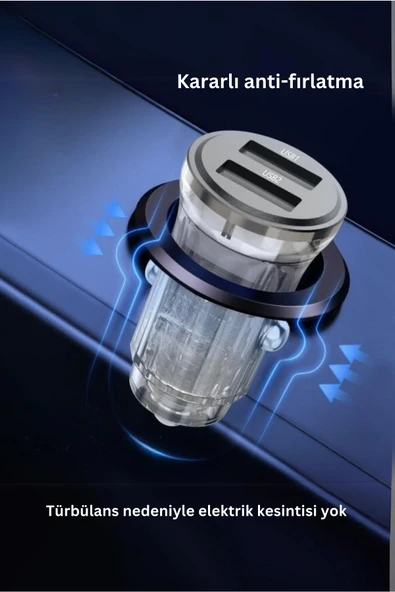 ES-CC244C 2 Adet 5V 3.4A Usb Çıkışlı Ekstra USB to Type-C Kablolu PD Hızlı Araç Şarj - Resim 2