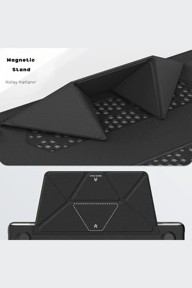 Macbook Air M2/M3 13.6 inç Uyumlu Standlı İnce Lüks Deri Koruyucu Kılıf - Resim 6