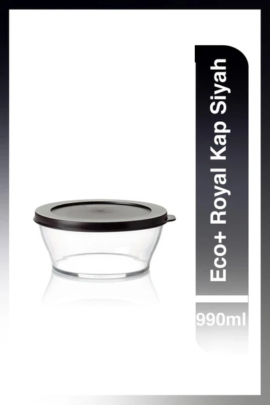 Eco Royal Şeffaf Gövdeli Gıda Taşıma Ve Saklama Kabı 990ml Siyah ürün görseli 1
