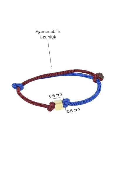 Trabzonspor (Bordo-Mavi) İpli Altın Küp Taraftar Bileklik 14 Ayar - Resim 4