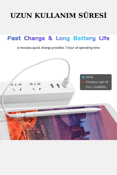 Apple iPad Uyumlu Avuç İçi Reddetmeli Dokunmatik Yazı Kalemi - Resim 5