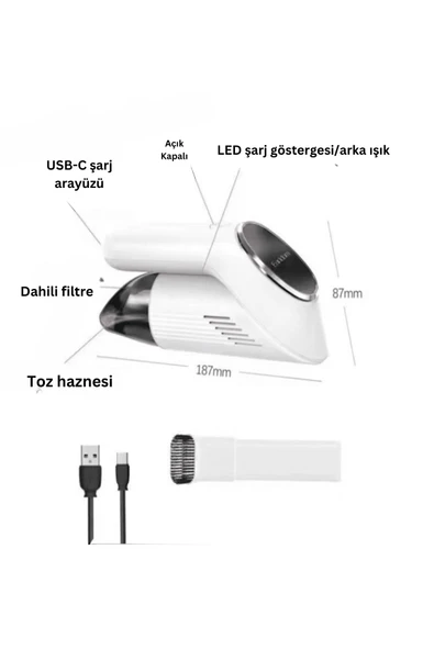 ET-V55 180 Derece Katlanabilir Kablosuz Araç Süpürgesi - Resim 4