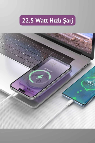 Hoco Q22 10.000 mAh PD 22.5W Hızlı Şarj Destekli Magsafe Özellkli Powerbank - Resim 12