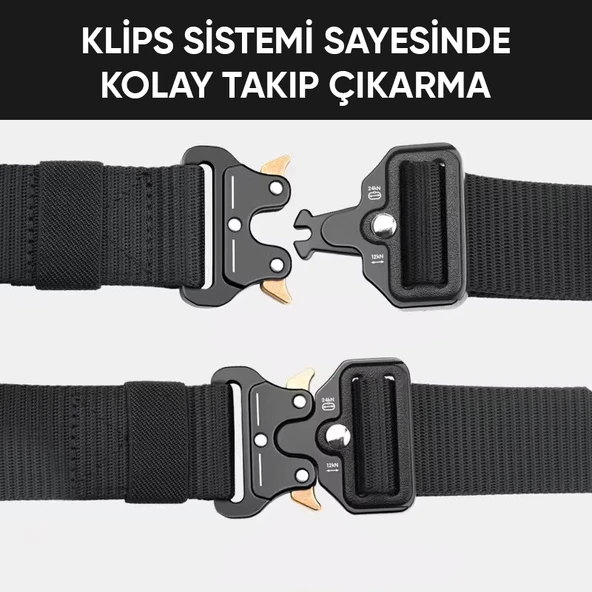 Outdoor Taktik Kemer - Metal Toka - Siyah - 120cm - Resim 4