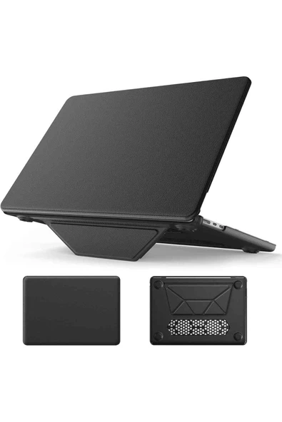 Macbook Air M2/M3 13.6 inç Uyumlu Standlı İnce Lüks Deri Koruyucu Kılıf ürün görseli 1