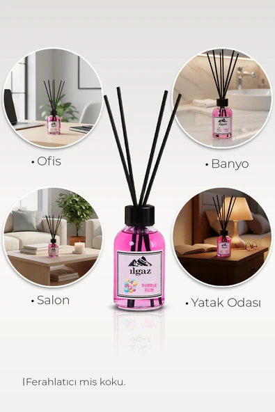 Sakız Bambu Çubuklu Oda Kokusu 110 ml Red Diffuser Bubble Gum Ortam Kokusu - Resim 3