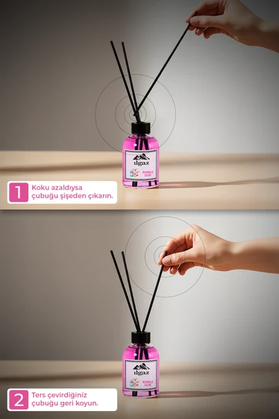 Sakız Bambu Çubuklu Oda Kokusu 110 ml Red Diffuser Bubble Gum Ortam Kokusu - Resim 4