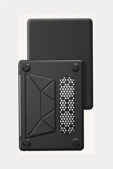 Macbook Air M2/M3 13.6 inç Uyumlu Standlı İnce Lüks Deri Koruyucu Kılıf - Resim 2