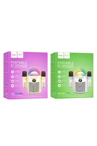 BS59 Sedefli Kablosuz BT Hoparlör Mikrofonlu Ses Bombası - Resim 7