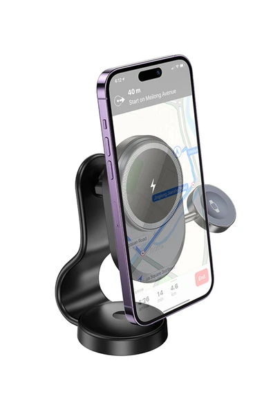 Hoco HW28 Excelso Yapışkanlı 15W Kablosuz Şarj ve 2.5W Kablosuz Magsafe Saat Şarj Destekli  Araç Tutucu - Resim 4