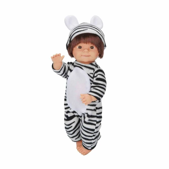 Bebelou Hayvan Kostümlü Bebek 40 cm – Zebra veya Leopar Kostümlü Büyük Bebek Figürü ürün görseli 1