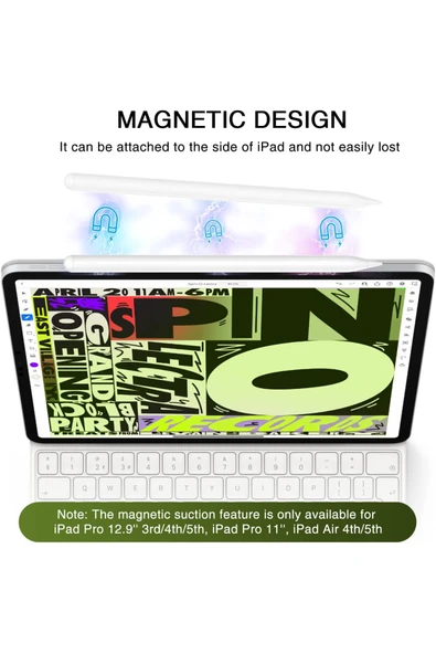 iPad 2018-2022 Stylus Kalem Eğim Hassasiyetli Avuç İçi Redli Apple Kalem - Resim 4