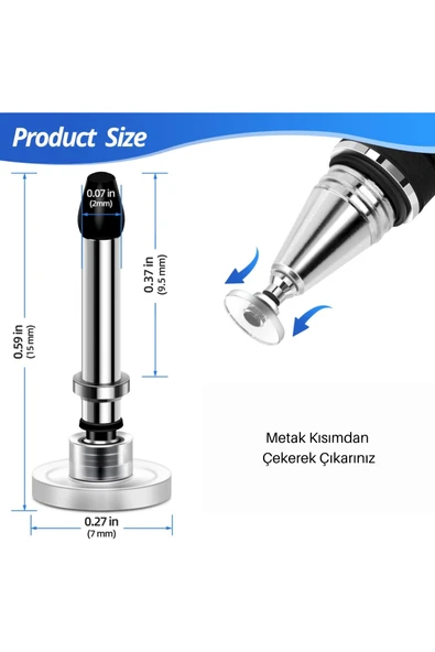 Dokunmatik Kalem Silikon Disk Uç Fuchsia Stylus Pen Silikon Disc Tip - Resim 2