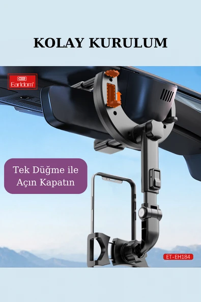 Fuchsia Dikiz Aynası Uyumlu Teleskopik Ayarlı Telefon Tutucu - Resim 5