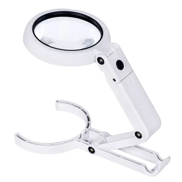 Usb Şarj Edilebilir Katlanabilir 3.5 - 10X Büyüteç 8 Ledli Masa Ve Eliçin Büyüteç FS90RC ürün görseli 1