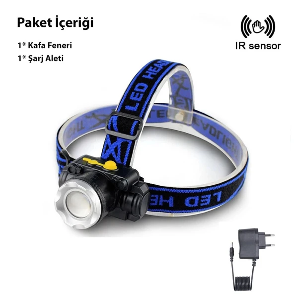 DailyTech Profesyonel Su Geçirmez 6000 Lümen Zoomlu Kafa Feneri - Resim 2