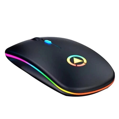 DailyTech Şarj Edilebilir Kablosuz Led Işıklı Sessiz Optic Mouse - SİYAH ürün görseli 1