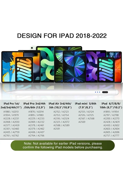 iPad 2023 Yeni Nesil Stylus Kalem Eğim Hassasiyetli Avuç İçi Redli Apple Kalem - Resim 3