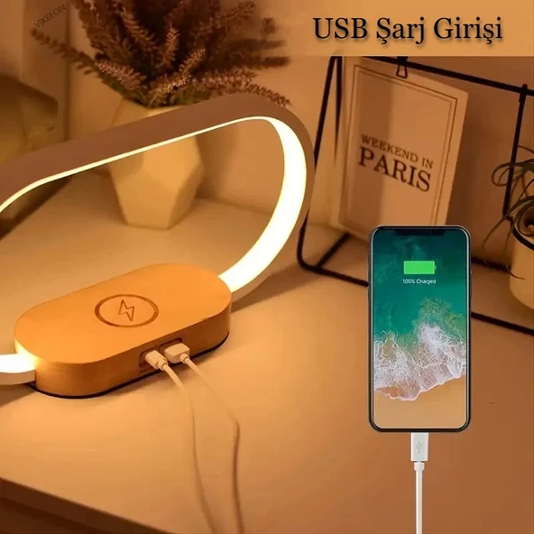 DailyTech Çok Fonksiyonlu Kablosuz Hızlı Şarj İstasyonu Standı Led Masa Gece Lambası - Resim 6