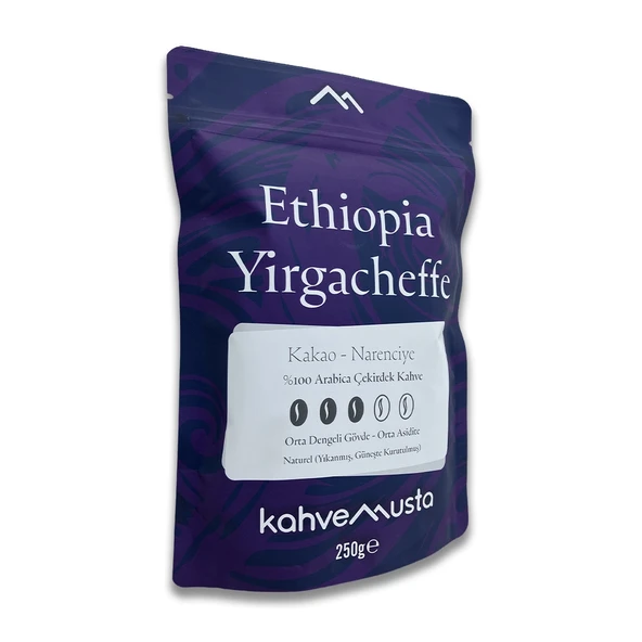 kahvemusta Etiyopya Kahvesi - Ethiopia Yirgacheffe Çekirdek Kahve (250g) - Resim 2