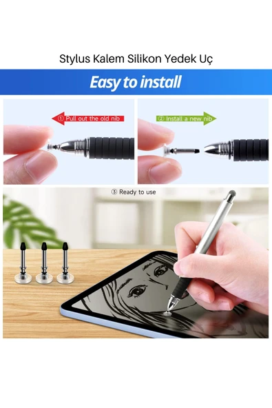 Dokunmatik Kalem Silikon Disk Uç Fuchsia Stylus Pen Silikon Disc Tip - Resim 3