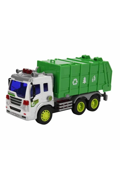1:16 Sesli ve Işıklı Geri Dönüşüm Kamyonları – 28 cm Büyük Çöp Kamyonu Modeli ürün görseli 1