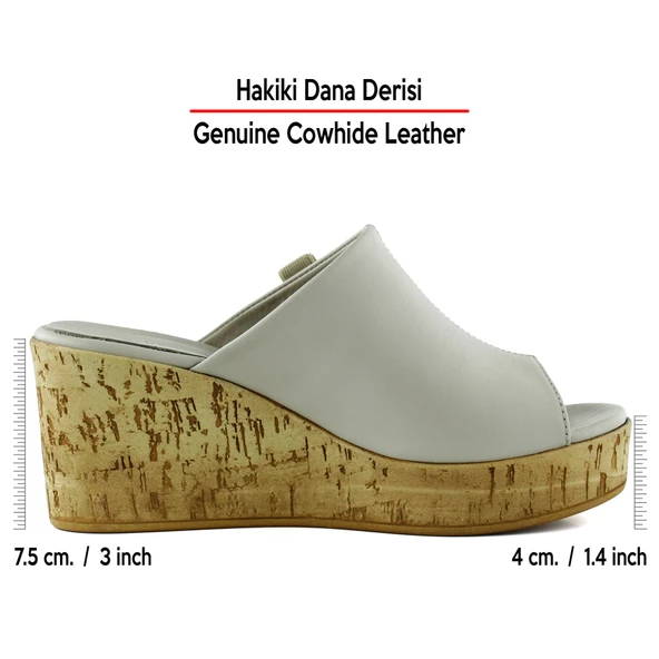 Erkan Saçmacı Fitoria Vizon Hakiki Dana Derisi Önü Açık Mantar Taban Görünümlü Dolgu Topuklu Terlik - Resim 2